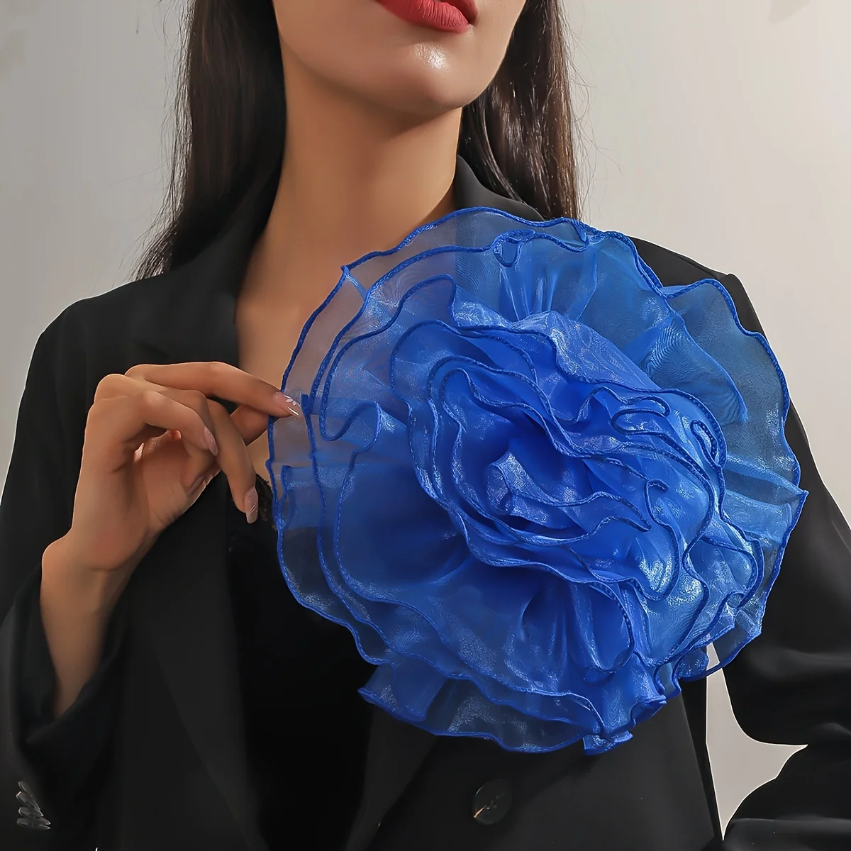 28CM French Exaggerated Fashion Handmade Lace Rose Flower Large Brooch for Women Elegant Floral Pin Brooches Party Jewelry Gift