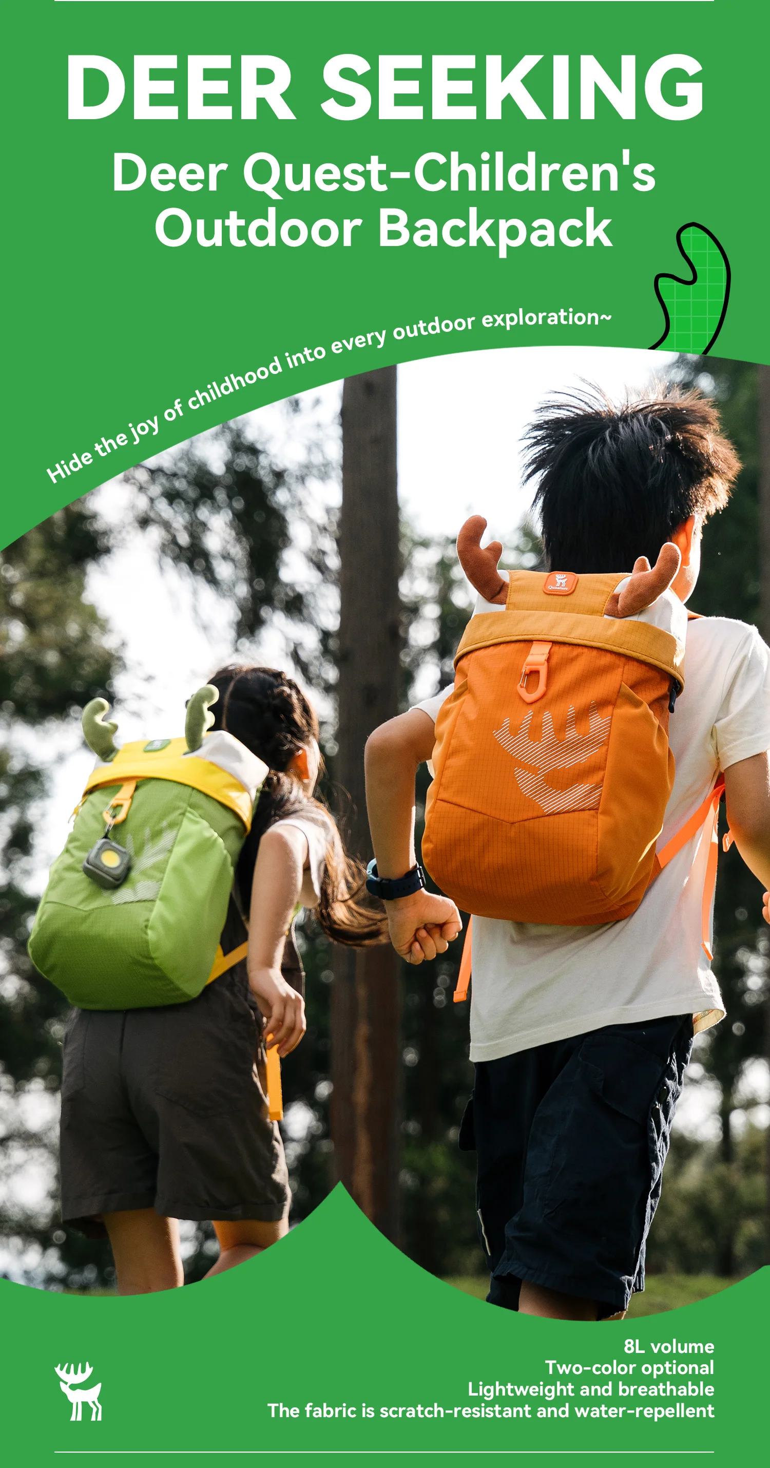 kids lightweight hiking backpack front view
