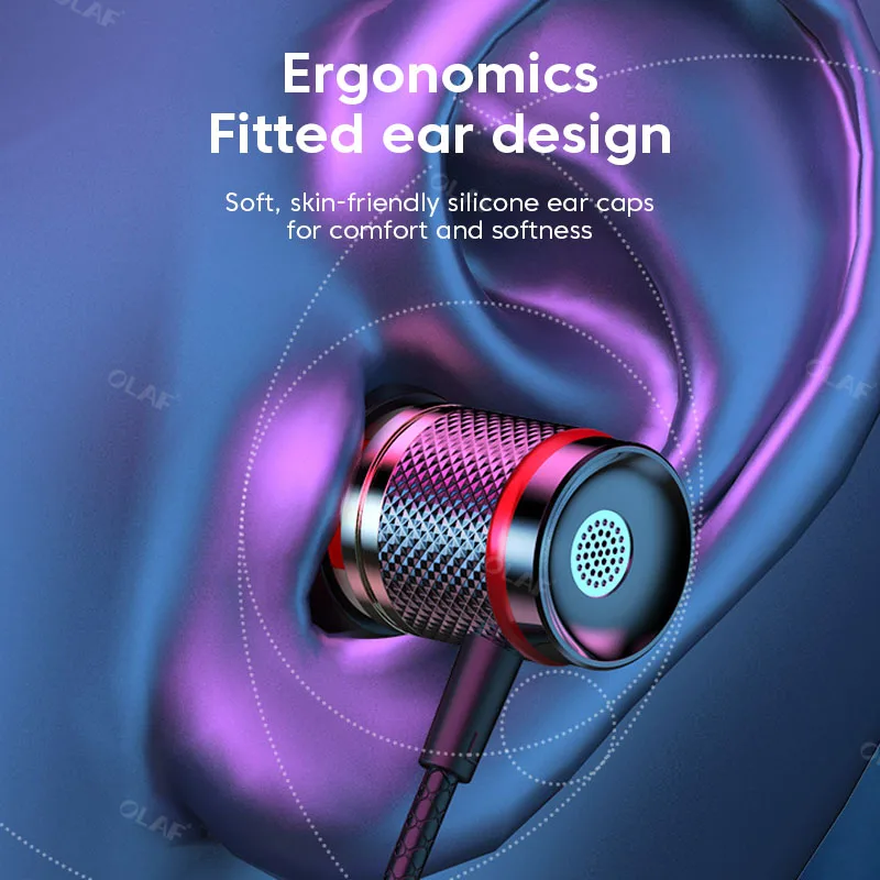 OLAF Wired Headphones DAC Type-C 3.5mm Headset 9D Bass Stereo Earbuds In-Ear Handsfree Earphones For Samsung S20 S10 Xiaomi POCO 5