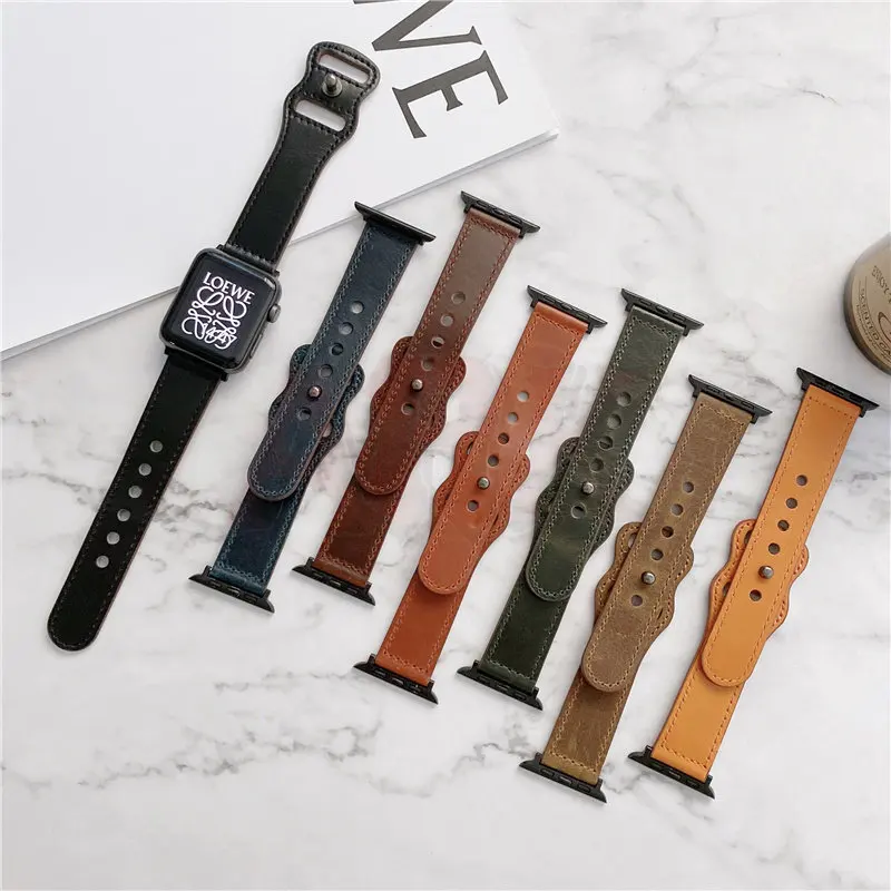 

Leather Strap for Apple Watch Band 45mm 44mm 49mm 41mm 40mm 42mm 38mm Wristband Bracelet IWatch Series Ultra 3 5 6 SE 7 8