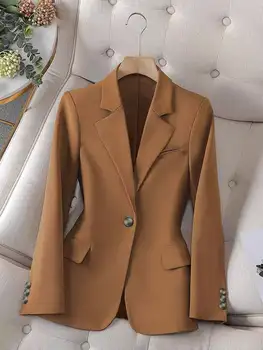 Women's Plus Size Casual Fashion Elegant Commuter Solid-Color Long Sleeve Blazer 1