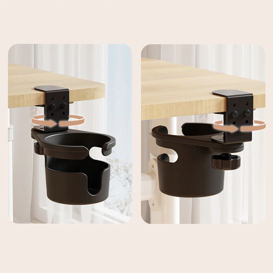 Cup Storage Holder Universal Desk Cup Holder Adjustable Arm Clamp Stand 360 Degree Rotating Table Edge Clamp Anti-Fall
