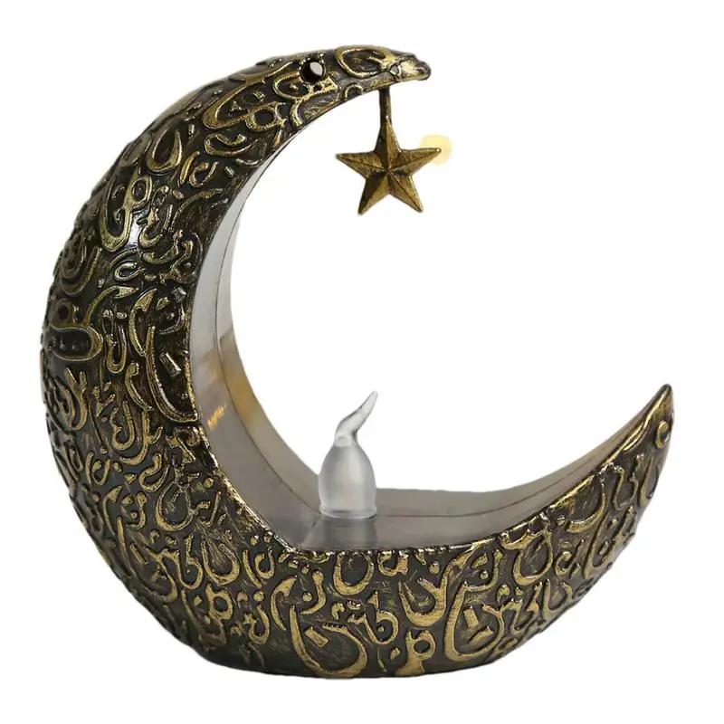 

Eid Decoration Lights Retro Moon Star Light Tabletop Holiday Candle Holders Elegant Candle Lantern Battery Powered Night Light