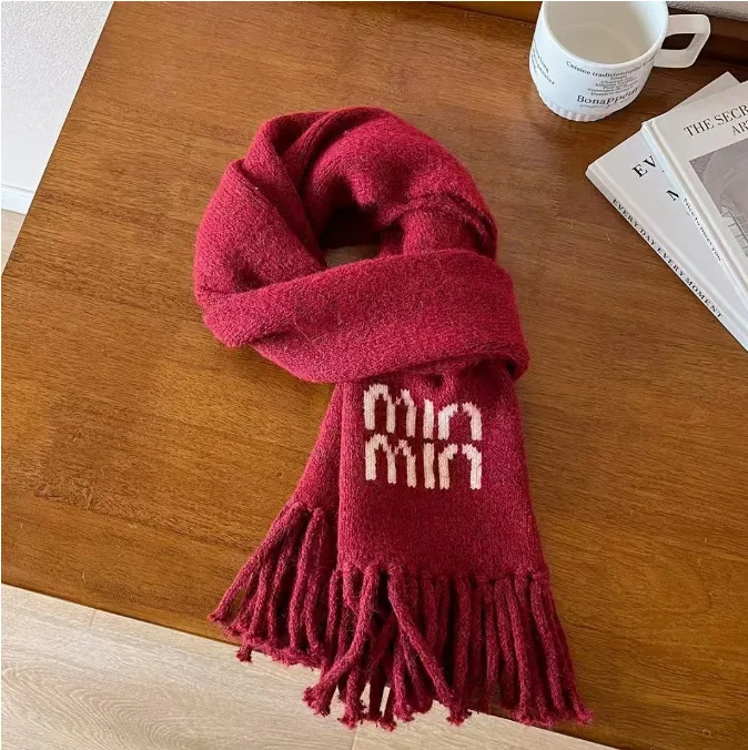 min tassel scarf-Red