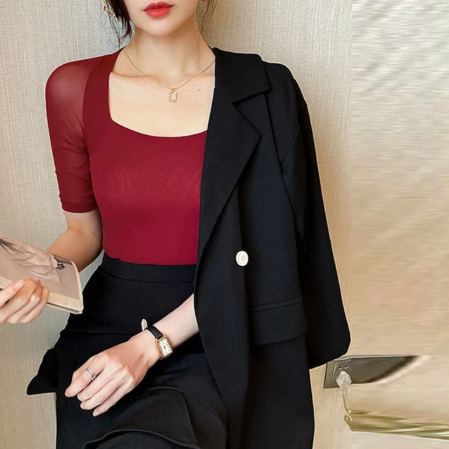 Blusas Elásticas de Tricô Femininas Y2k