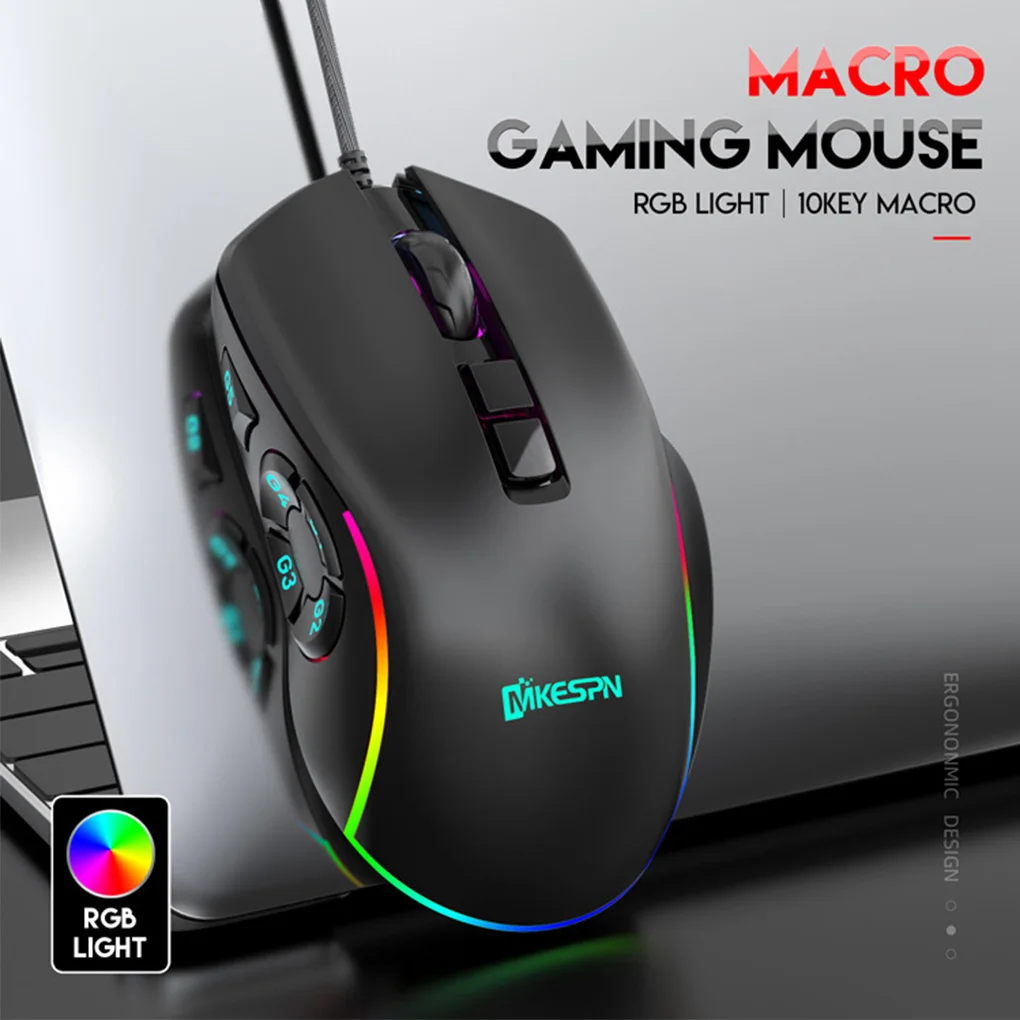 게임용 마우스 컴퓨터 마우스 게이머 7200 인치 당 점 10 버튼 7 색 인체 공학적 프로 PC 마우스 노트북 PC 게임용 RGB 유선 마우스