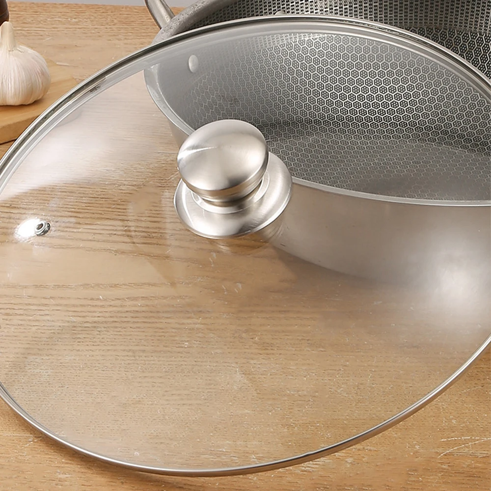 Glass Pot Lid Glass Lid Round Tempered Glass Pot Lid Stainless steel Rimmed Pan Lid Spill Shatter-Proof Chef Glass Cover For Versatile Home Frying Pan