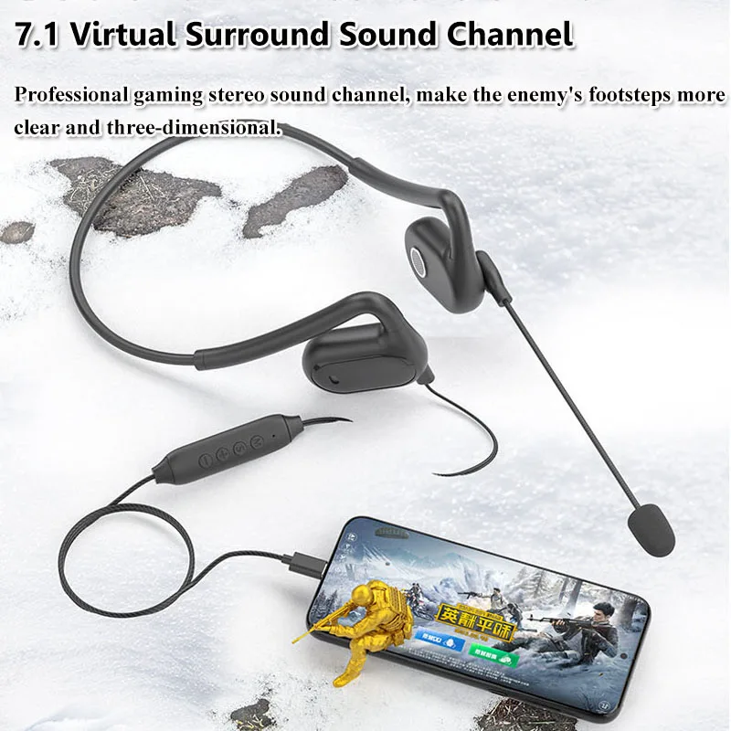 Not-in Ear Karaoke Headphones Type-C Air Conduction Hifi Sound Gaming Headset with DSP Noise Reduction Earphones Microphone