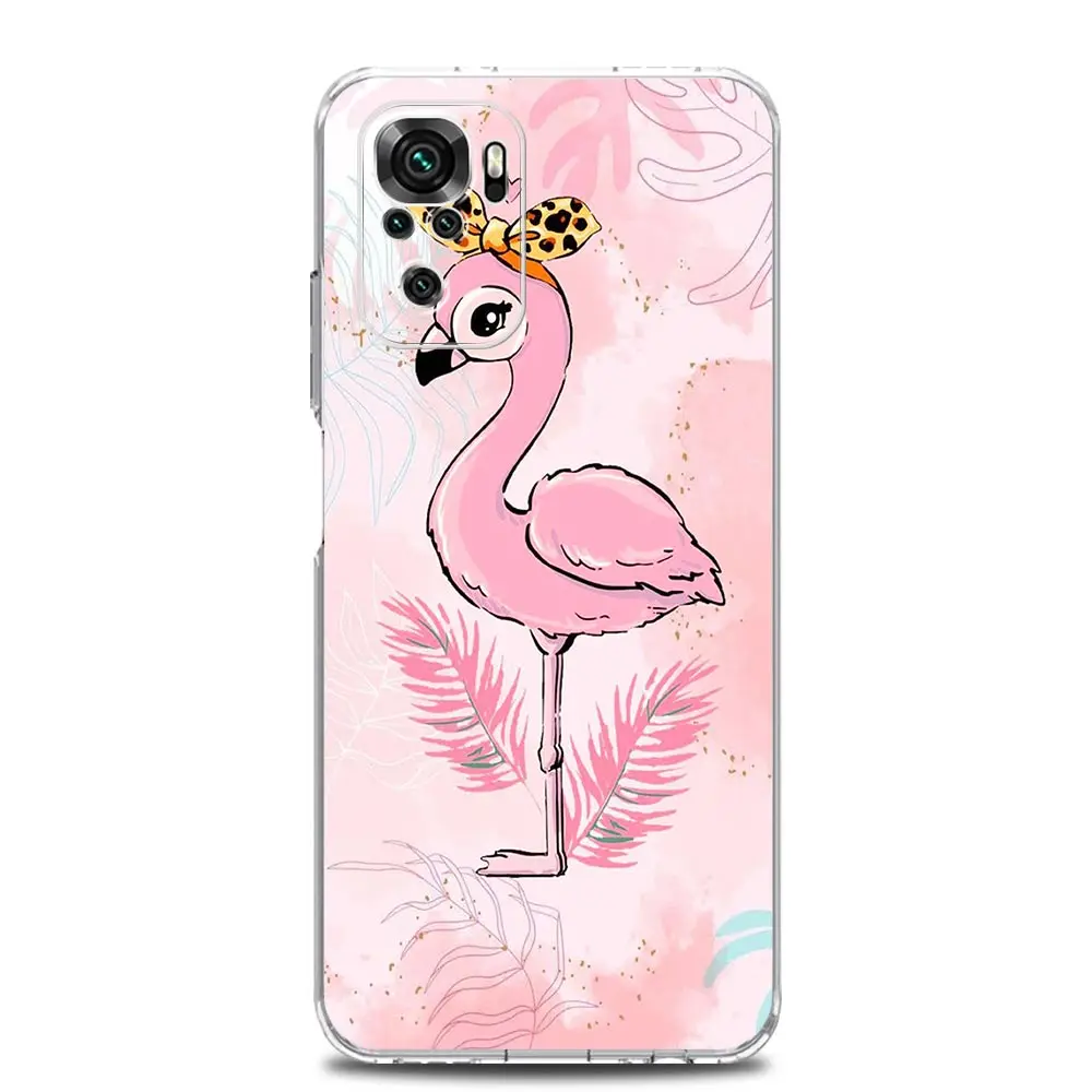Clear Pink Flamingo Leaf Design Phone Case