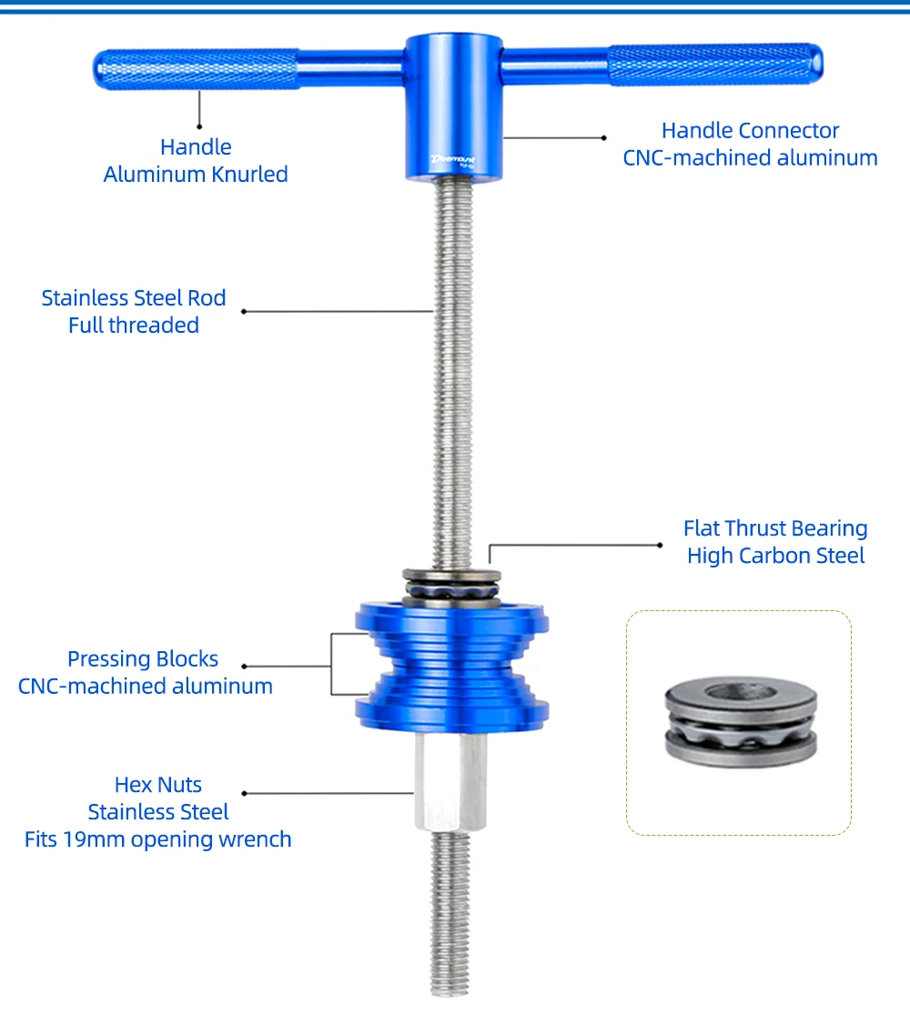 Description Picture 5 of itemDeemount 250/400mm Length Press-in Tool for Bicycle Bottom Bracket Install B.B. Headset Cup Remove Static Presser Knurling Handl