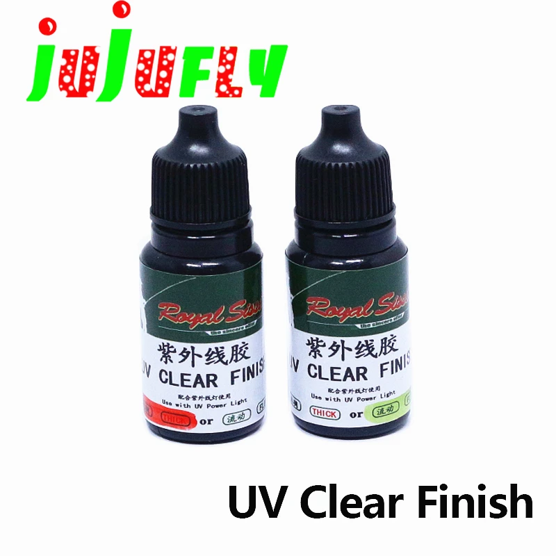 

jujufly 10ml/bottle high clear UV glue super instant cure fly tying glue thin/thick styles UV clear finish fly tying chemical