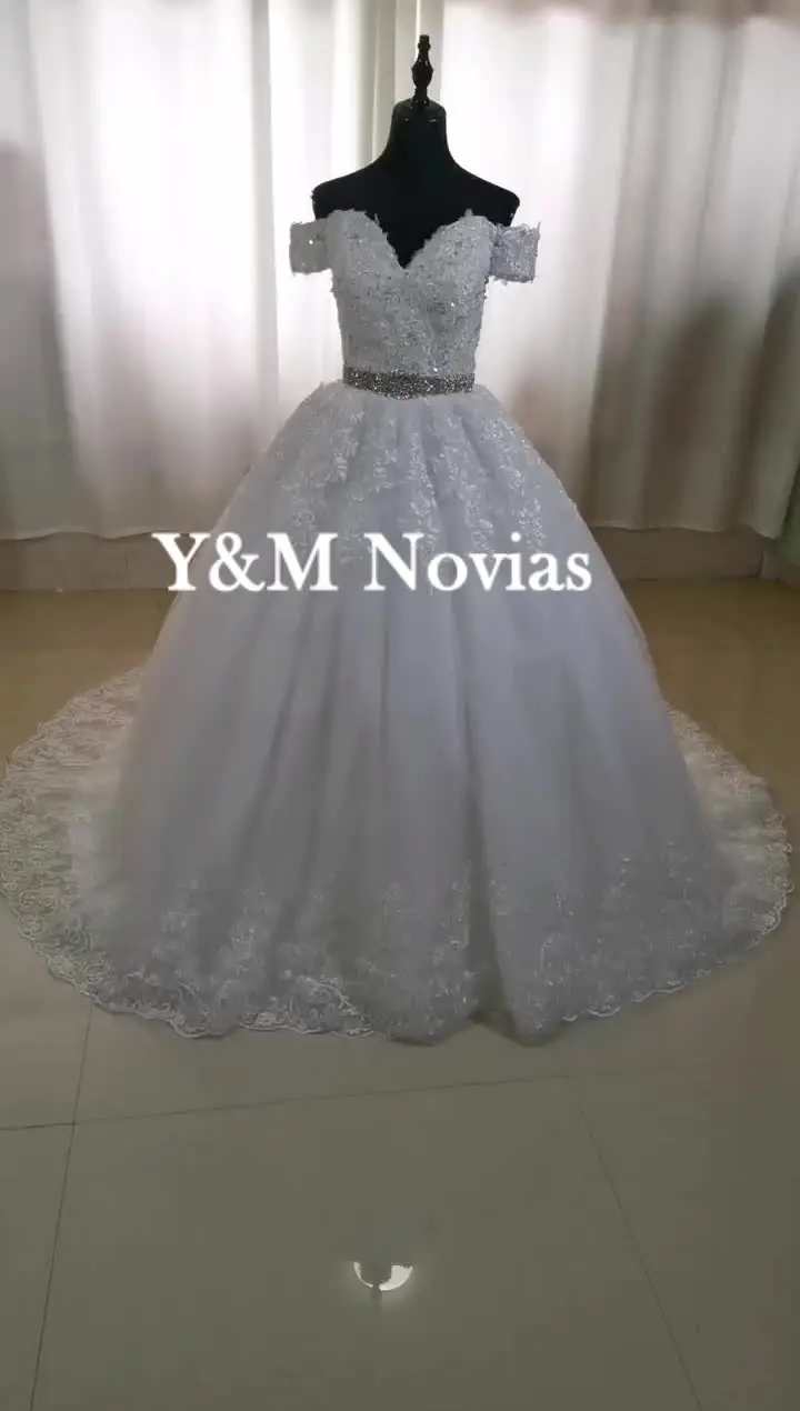 Новинка Y & M Novias Стиль пола или шлейфа с открытыми плечами вышивка милое белое