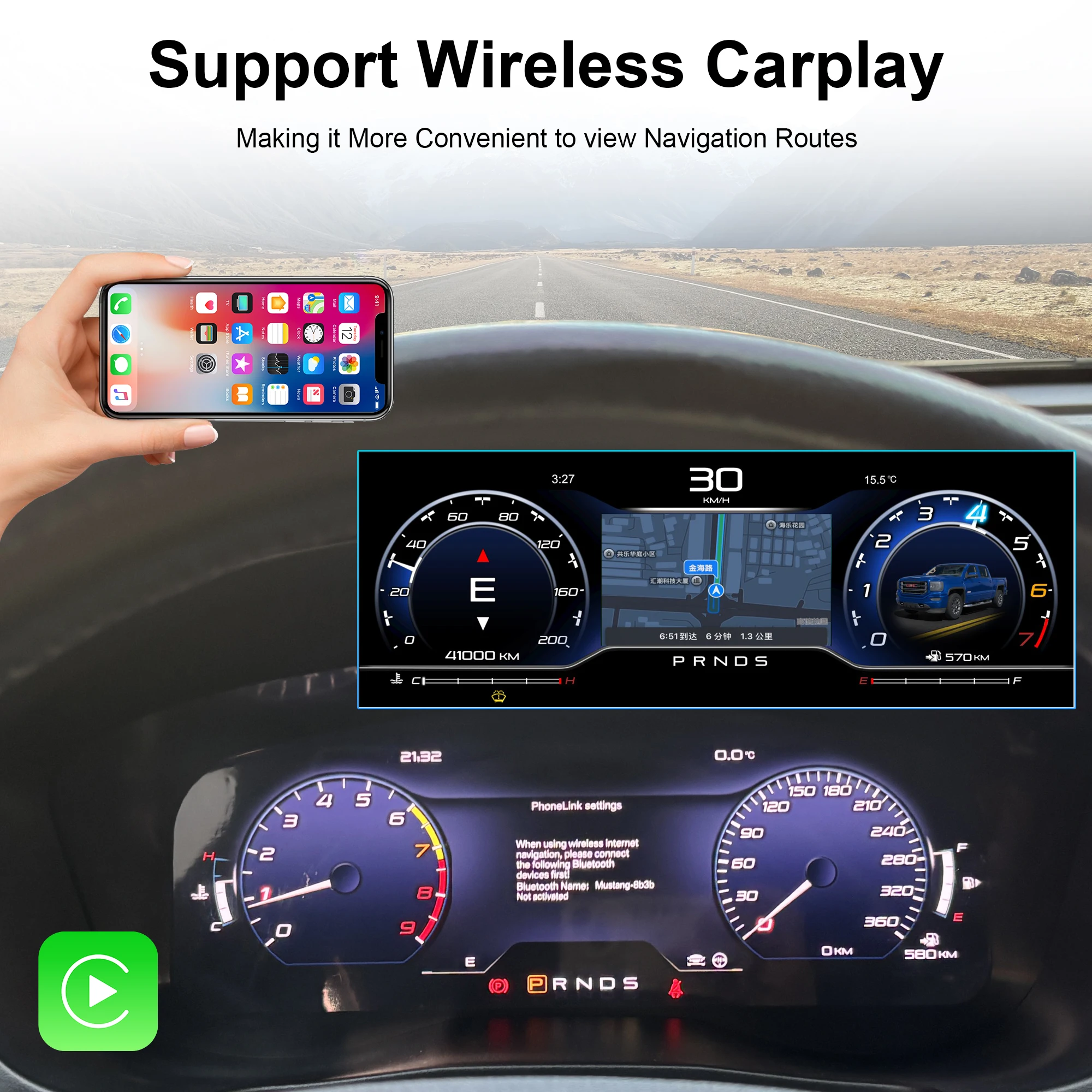 Digital Instrument Cluster For Ford Explorer 2017-2018 Wireless CarPlay Speedome