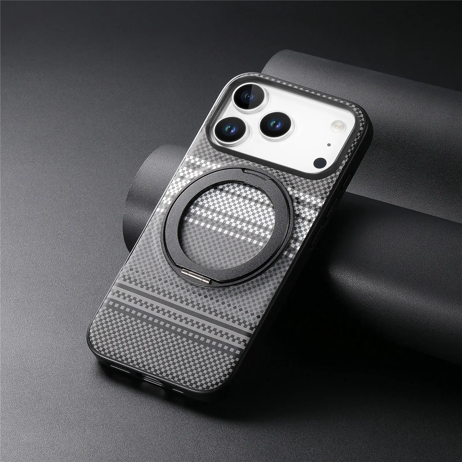 Magnetic Rotating Stand Shockproof Braided Texture Phone Case