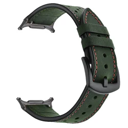 Premium Leather Watch Strap - Elegant Wristband - Galaxy Ultra 2024 (LK - Army Green - B)
