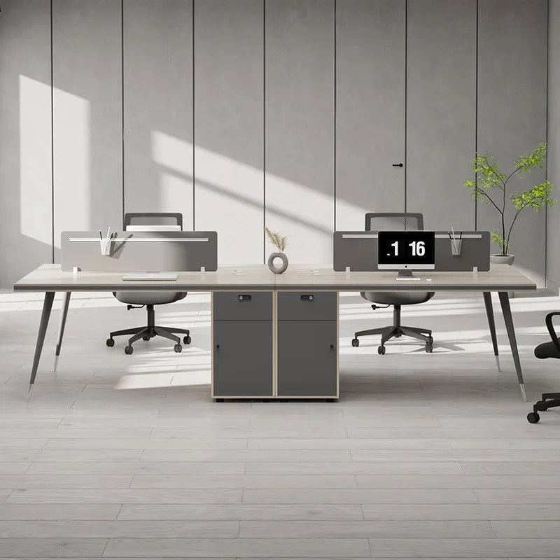 Staff Office Desk And Chair Combination Simple Modern Double Four Person Card Seat Station Staff Table Six Person Office