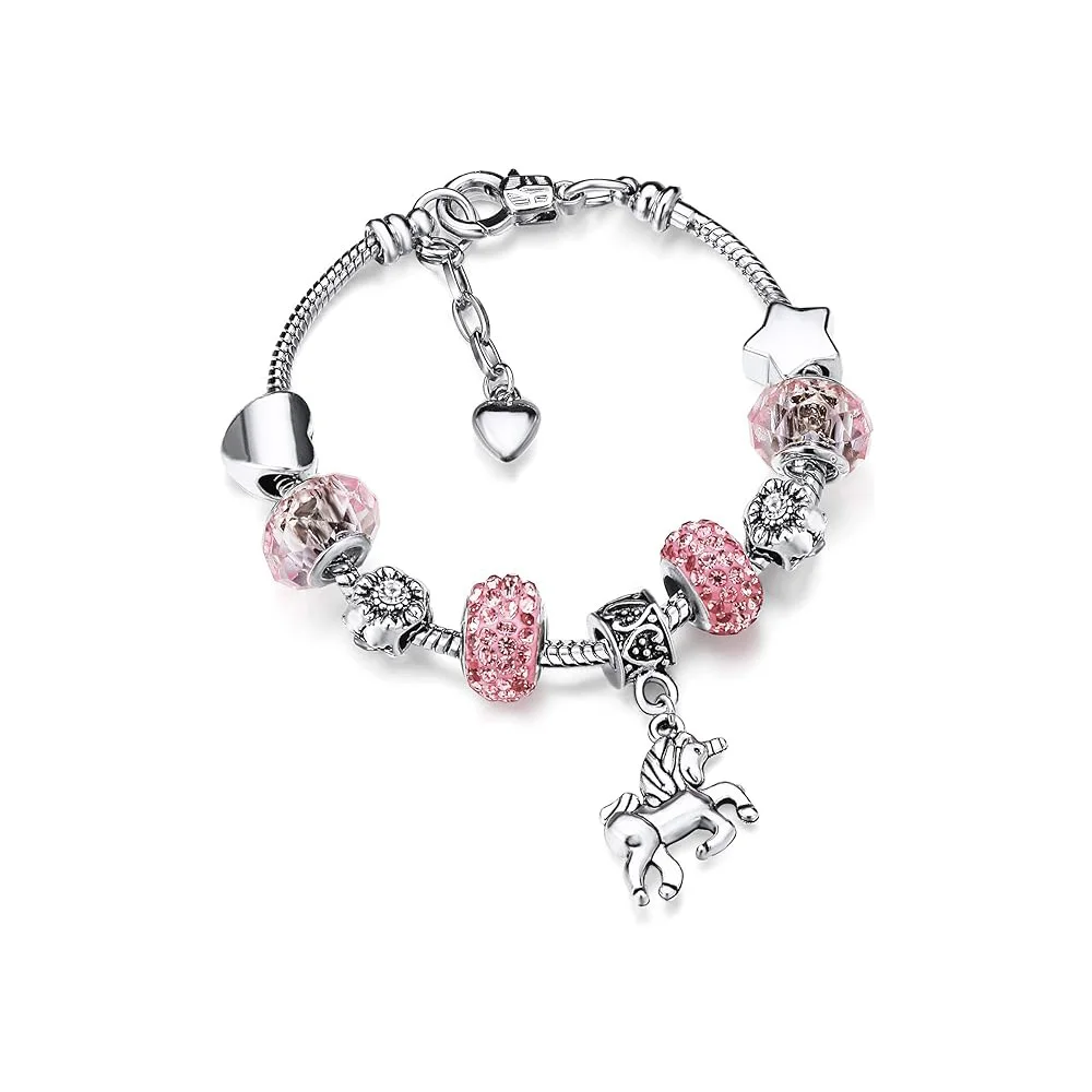 Cross border new product unicorn pendant snake bone bracelet large hole bead unicorn beaded bracelet
