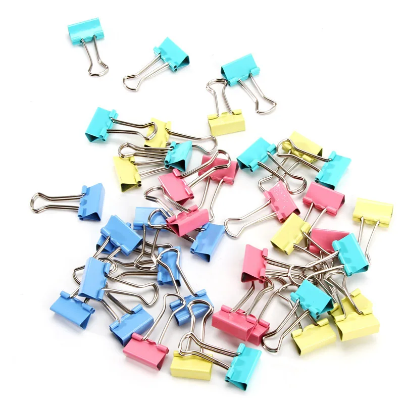 40 Pieces/Batch Colorful Metal Binder Paper Clips With 19mm Office School Binding Iearning Materials  Iong Tail   Color Random