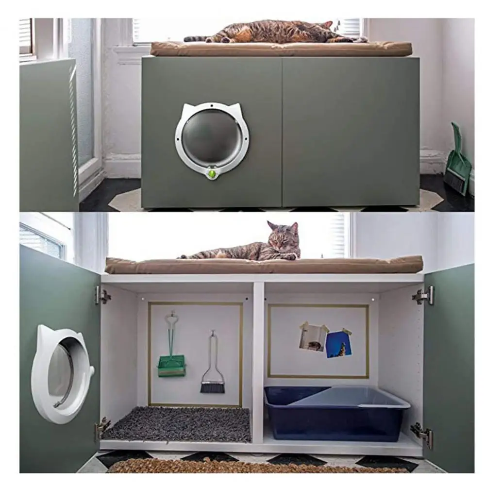 Small Round Cat Door Security ABS 4 Ways Modes Pet Plastic Window Lockable Safe Dog Gate Interior Exterior Door for Dog