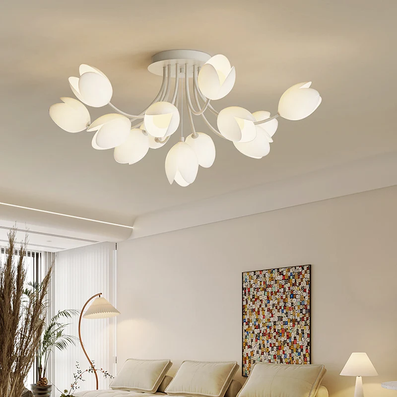 

Лампа для гостиной, потолочная лампа, французская лампа, роскошная комната, цветок магнолии, лампа для ресторана, современный и Простой кремовый стиль