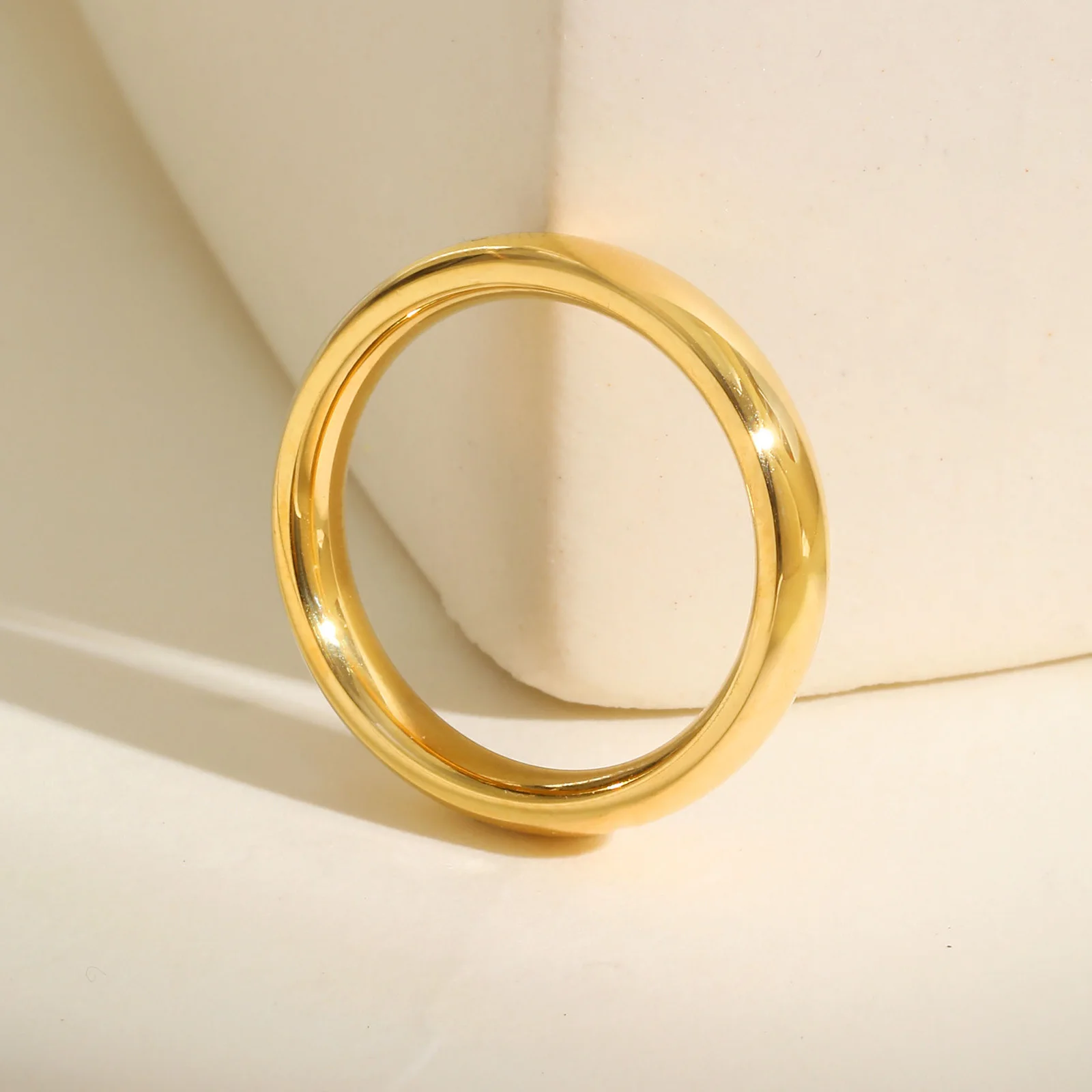 4mm Stainless Steel Ring For Women, Classic High Polish Wedding Engagement Jewelry 3