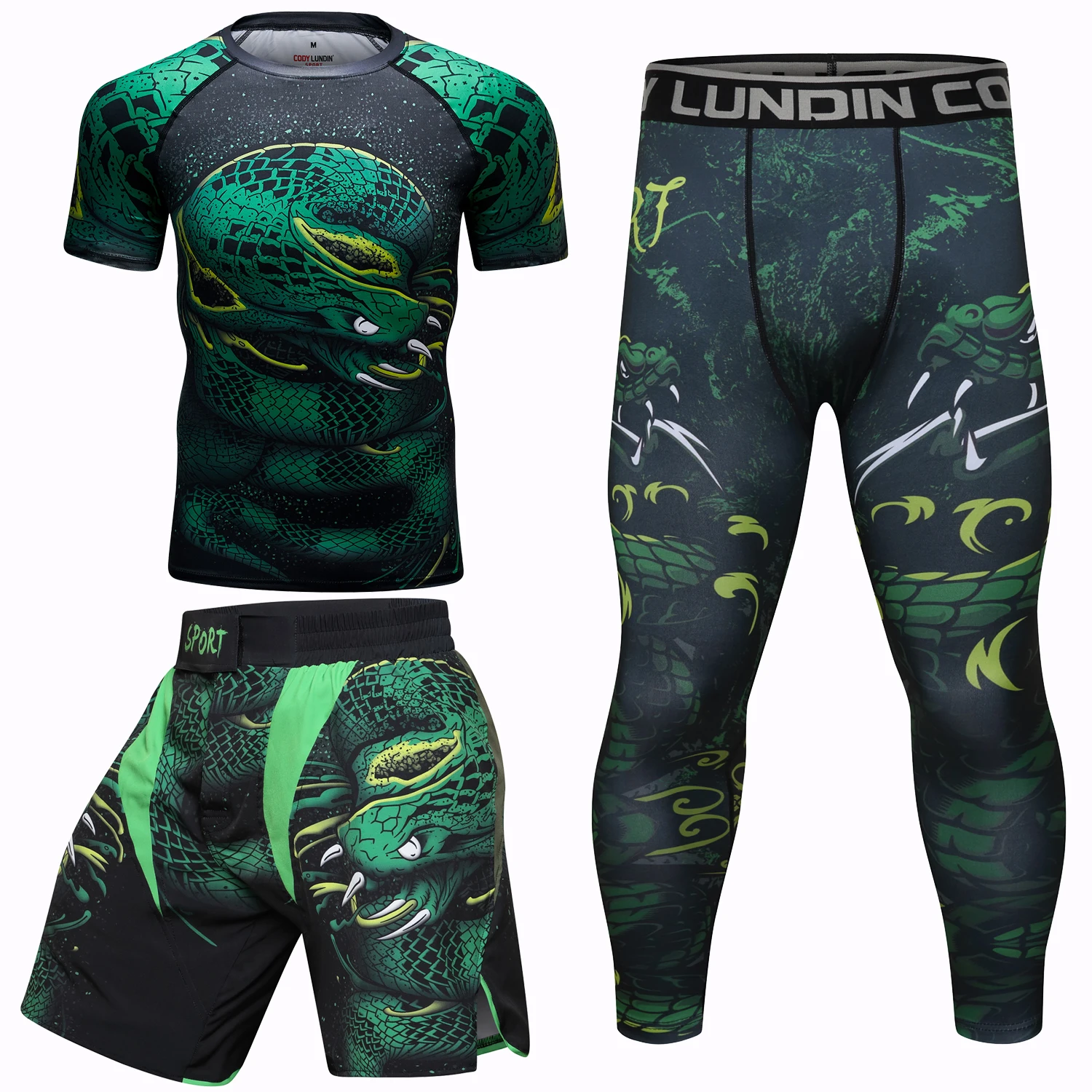Mma Bjj Compression Shirt + Pant Sets Sublimated Jiu Jitsu Rashguards Green Sportsuits Rash guard Boxing Jerseys Muay Thai Shorts sports apparel