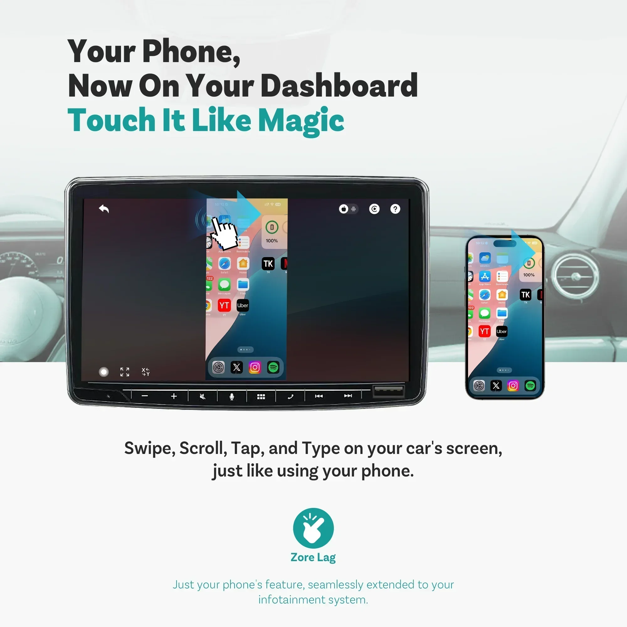 【美品・付属品完備】Ottocast MirrorTouch CarPlay Mirror Touch Wireless CarPlay Adapter