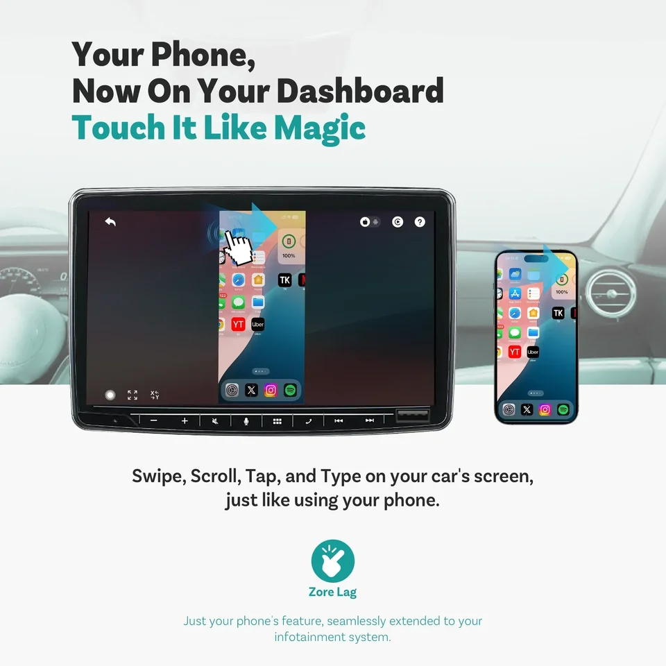 OTTOCAST Mirror Touch Bi-Mirroring Wireless CarPlay for iPhone 15