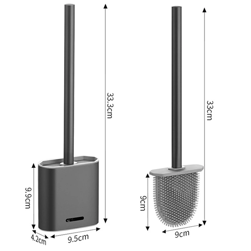 Silicone Toilet Brush Toilet Brush Holder With Wall Mounting & Turbo Drying