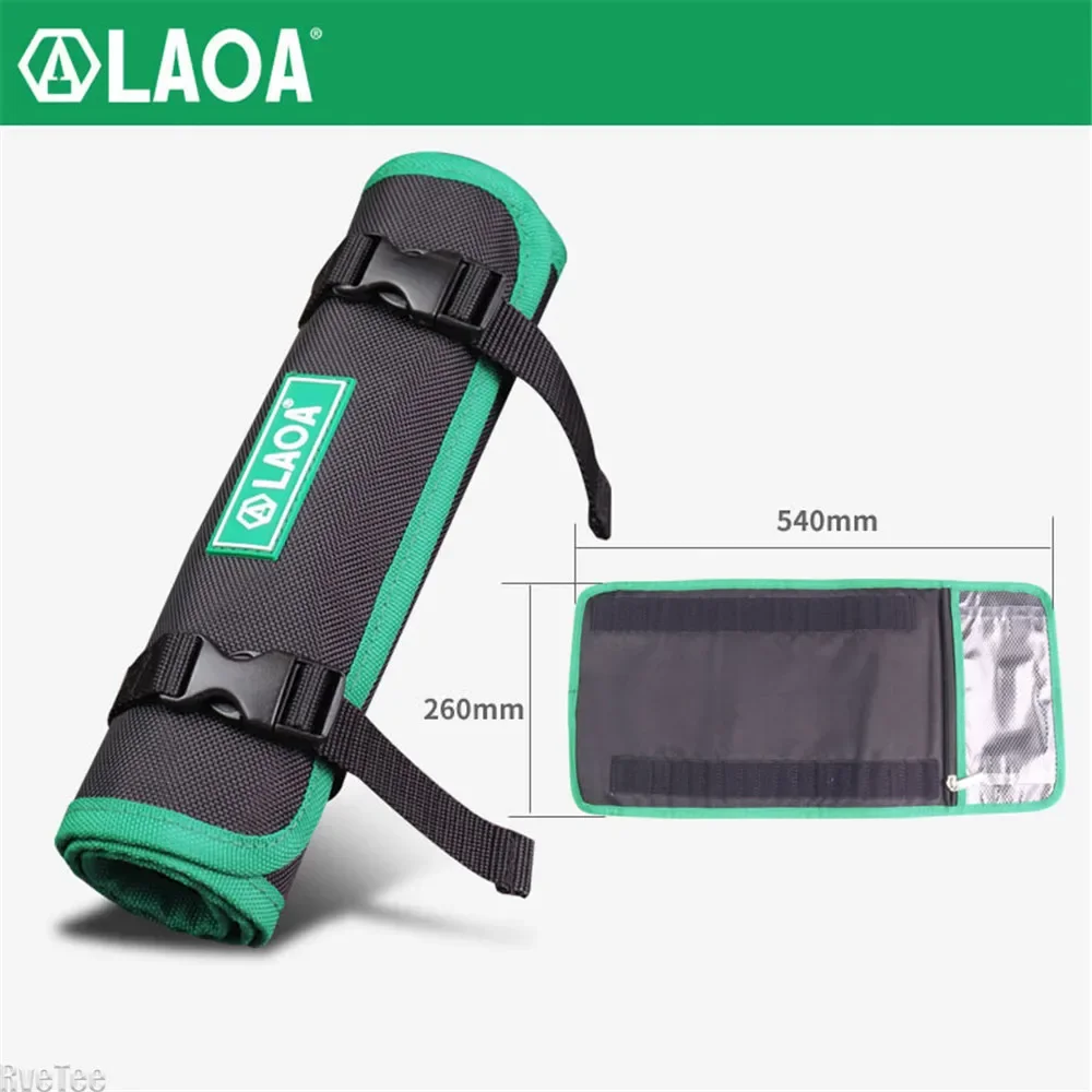 LAOA Tool Roll Up Bag with Transparent Zipper Pocket Tool Pouch for Drill Bit Screwdriver Bit Electrician Tools Man Storage Bag 3