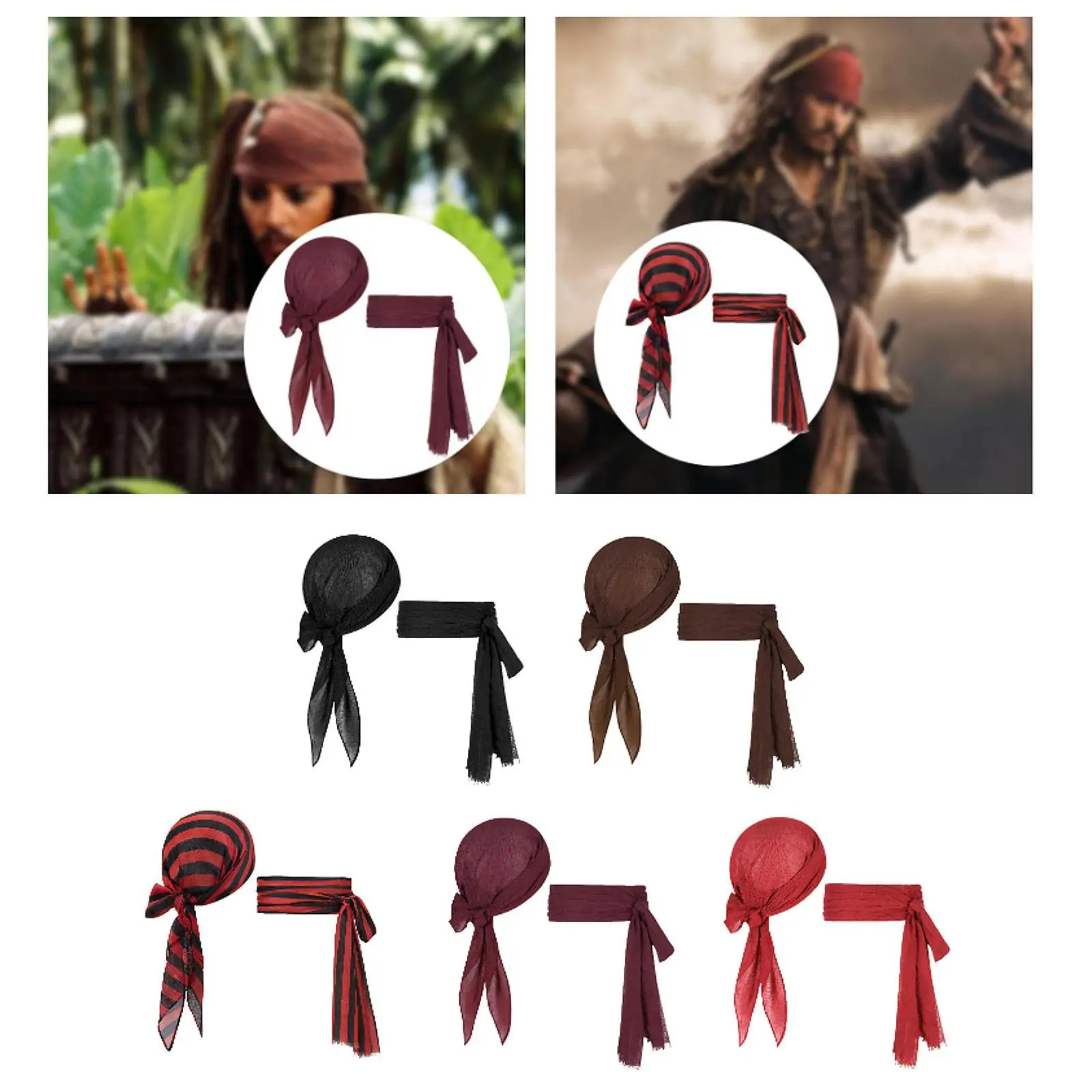 Cosplay Costume Pirate Costume Set Pirate Turban Sash Fancy Dress up Creative