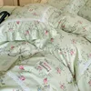 100% Cotton Spring Garden Flowers Botanical Chic Ruffles Soft Comfortable Double Queen (1Duvet Cover+1Bed Sheet+2Pillowcases) 5