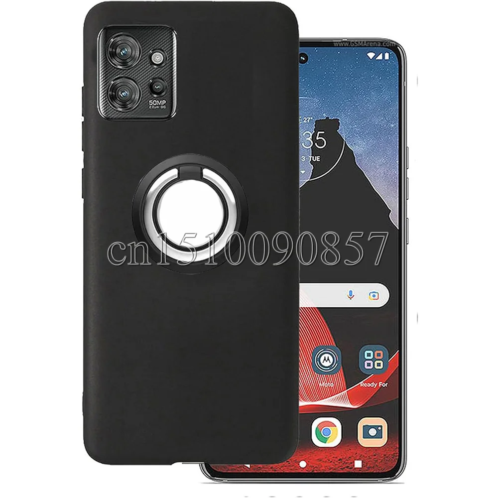 Black Matte Soft TPU Shockproof Ring Holder Case - Universal Fit