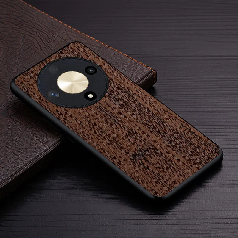Luxury Bamboo Wood Pattern Leather Case Cover for Honor Magic 6 Lite Pro
