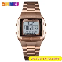 SKMEI Large Dial Glass Mirror Clock Fashion Outdoor Relogio Masculino Sports Watch Men Digital Alarm Clock Countdown Watch 1381 2