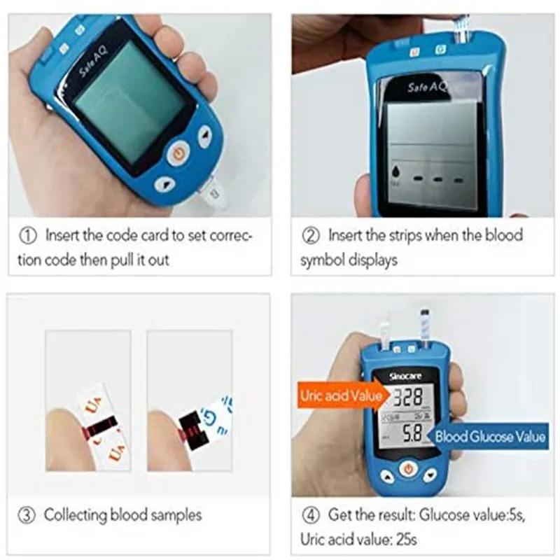 Глюкометр Sinocare Safe UG 2 в 1 для измерения глюкозы в крови с мочевой кислотой (art.: 3920c080203f3) - 3920c080203f3