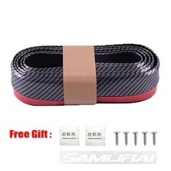 Universal Carbon Fiber Rubber Car Front Bumper Lip & Side Skirt Protector Strip - Anti - Scratch Spoiler Accessory (D BLACK)
