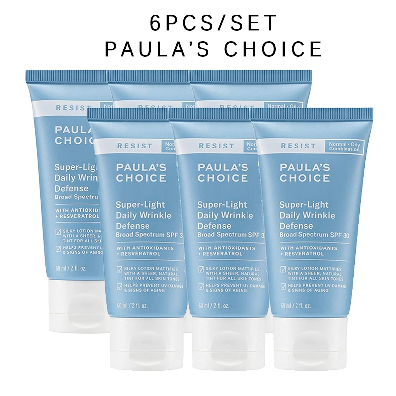 

6PCS Paulas Choice RESIST Super-Light Daily Wrinkle Defense SPF 30 Matte Tinted Face Moisturizer UVA Protection Sunscreen 60ml