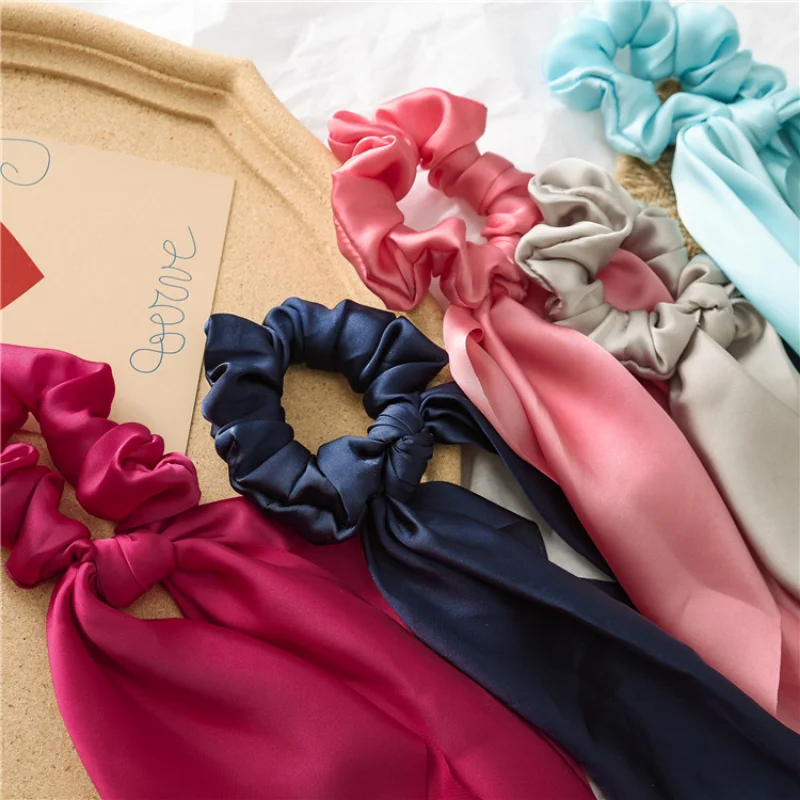 

New Fashion Print Bow Scrunchies Hair Ribbon For Women Elastic Hair Band Girls Horsetail Hair Ties Hair Accessories