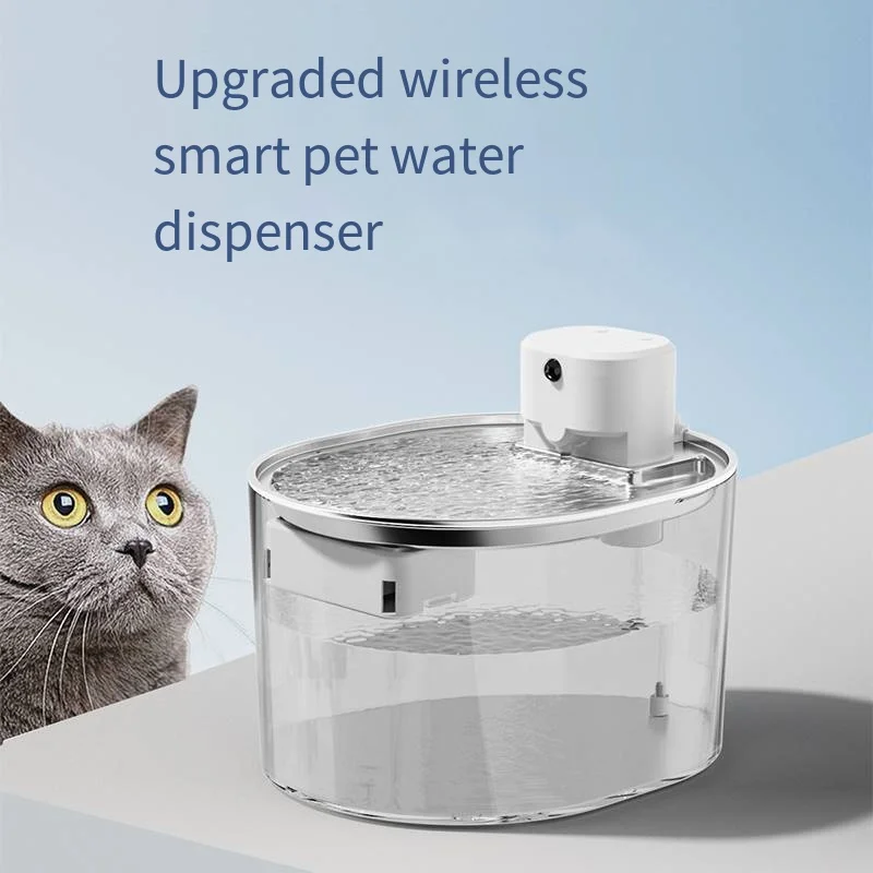 

5000mAh Wireless pet water fountain Mute large capacity dry-burning stainless steel bowl deep filtration cat dog water dispense