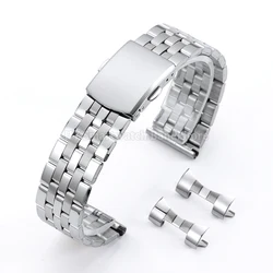 Curved End Stainless Steel Diving Watch Strap with Folding Buckle - Universal Fit - 22mm (Silver)