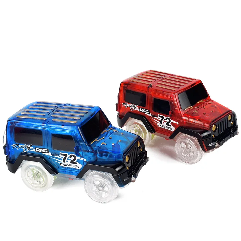 Luminous LED Light Up Cars For Glow Race Track Electronic Car Toy Flashing Kid Railway Luminous Machine Track Car Brinquedos 2