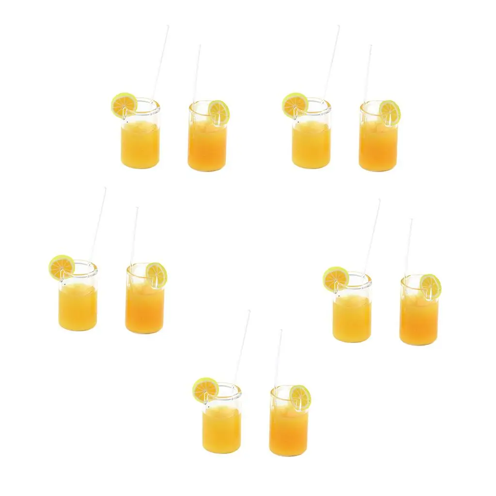 

10pcs 1/12 Dollhouse Miniatures Orange Juice Cups Dining Room Table Decor