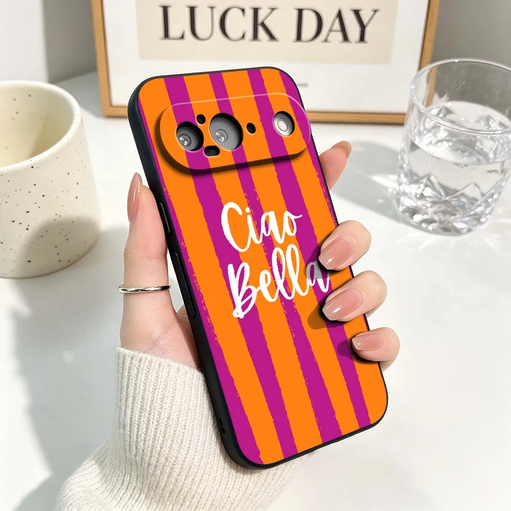 Orange Striped Minimalist Black Soft Silicone Phone Case