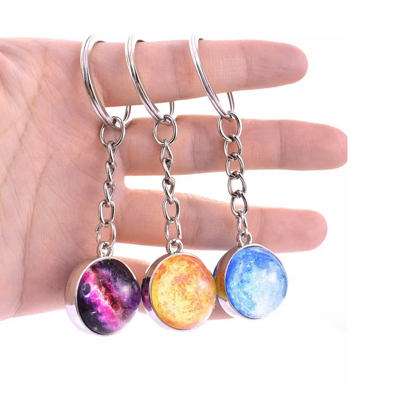Saturn Portachiavi Moon Jupiter Earth Saturn Mars Mercury Venus Neptune Double Side Glass Ball Portachiavi Planet Galaxy Portachiavi