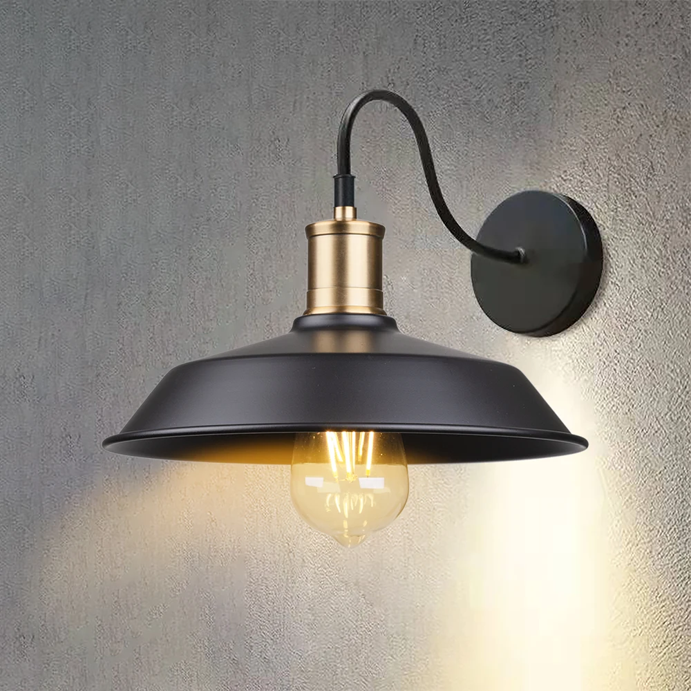 Gooseneck Wall Light Fixture for Porch Large Exterior Barn Light with Wall Mount Black Industrial Lighting Fixture 110v-220v