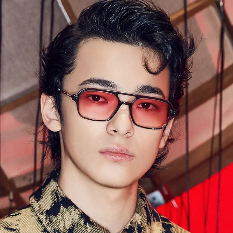 Fashion Pink Lenses Sunglasses Mens Pink Gradient Lenses Aviator