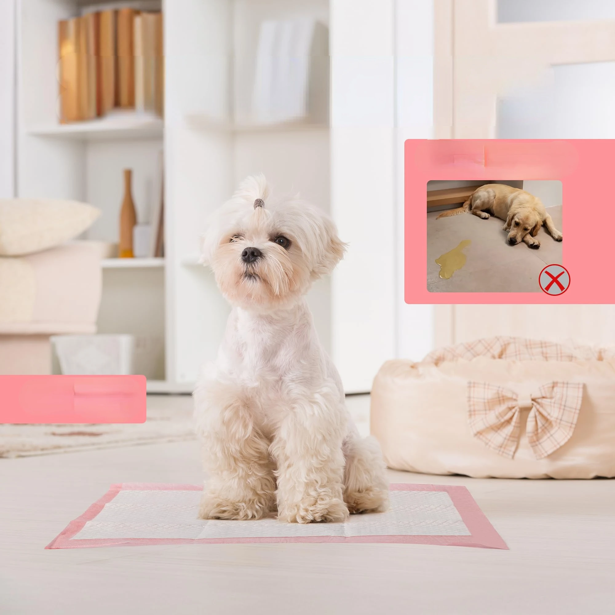 Pink Dog Pee Pads Training Pads Upgrade Triple Thickness All-Purpose Super Absorbent Leak-Proof Quick Dry Odor Control 100/10PCS