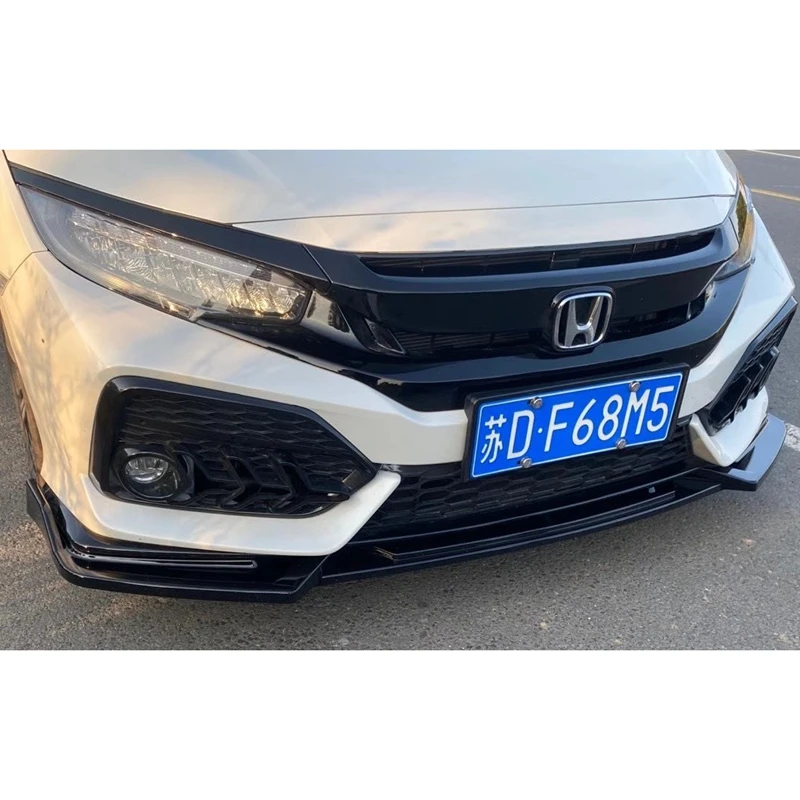 

Front lip of front body kit for Honda Civic X 10th Hatchback 2016-2019 ABS glossy black/carbon fiber