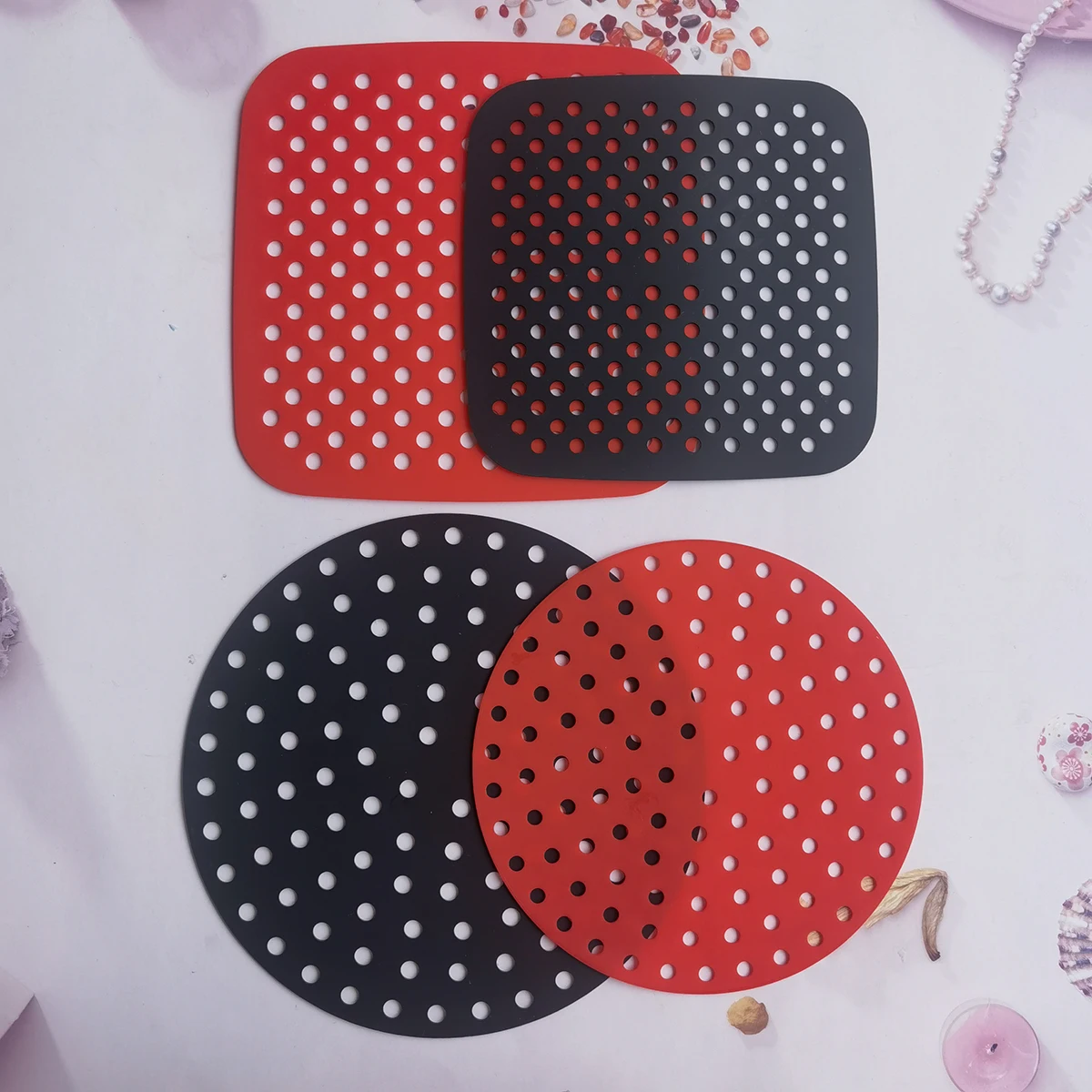 에어 프라이어 실리콘 매트 주방 악세사리 비 스틱 베이킹 매트 페스트리 툴 액세서리 Bakeware 오일 매트 케이크 구이 접시